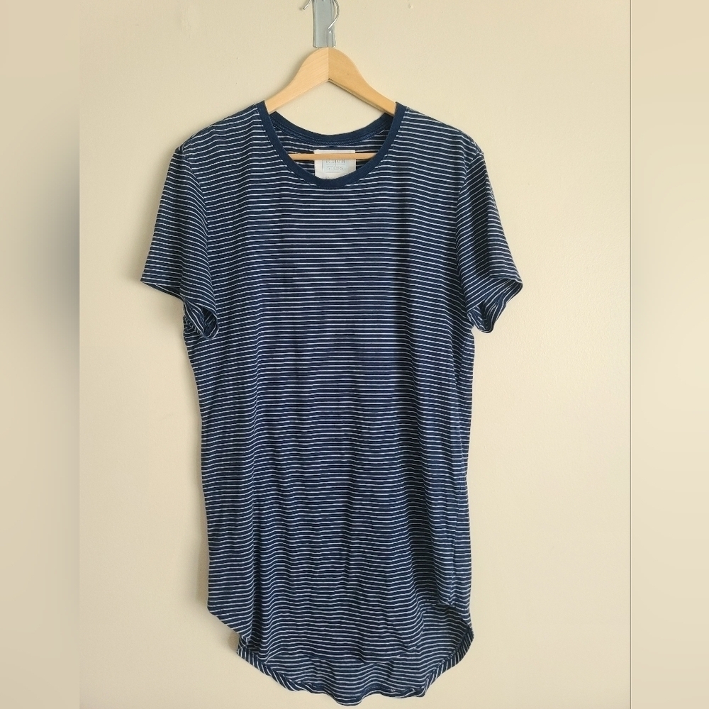 Reign +Storm blue and white stripped shirt dress size L - Picture 1 of 7